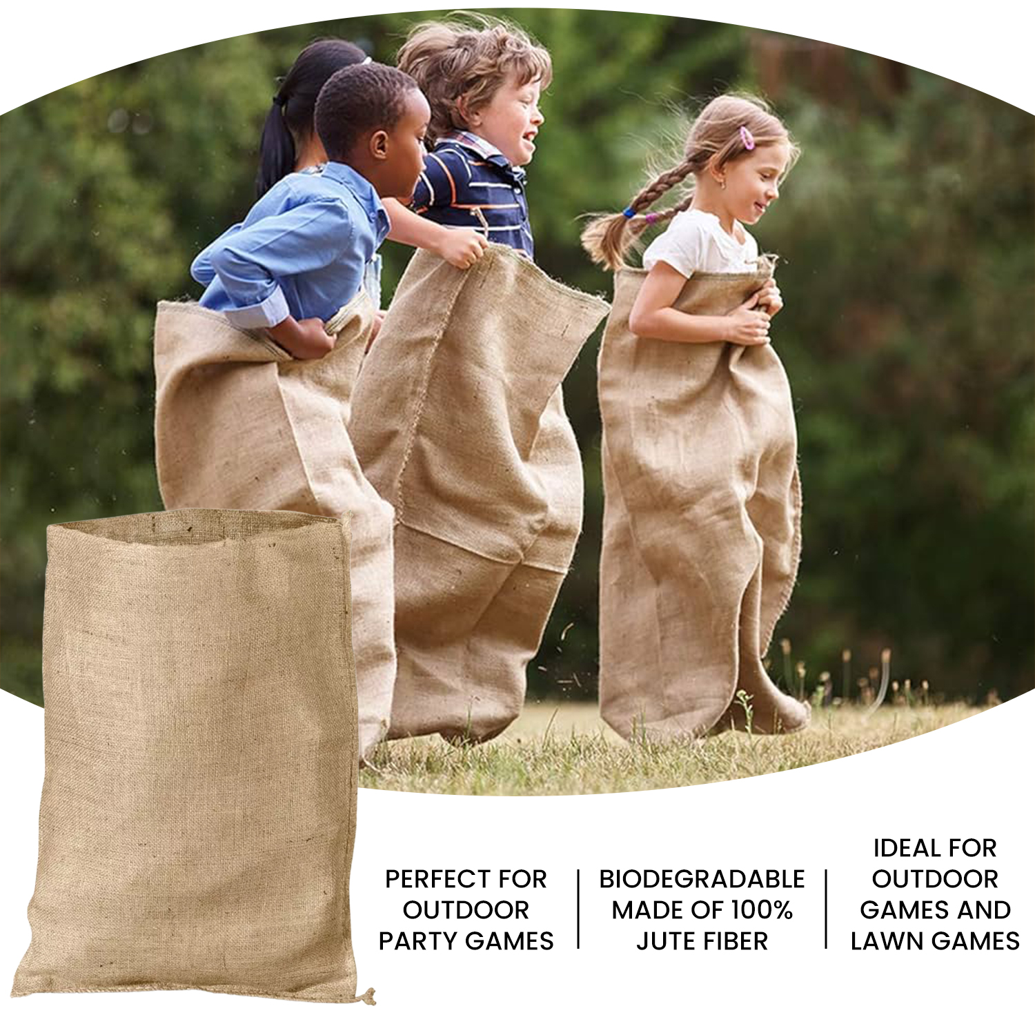 Burlap sack for sack races